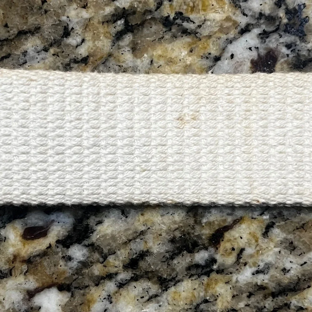 American Eagle Mens Canvas Web Belt D-Ring Shore Regional Off-White Leather Trim